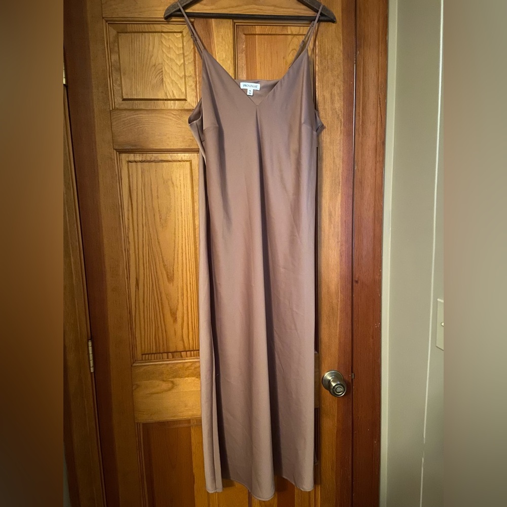 Prologue cocktail slip dress, bronze/gold